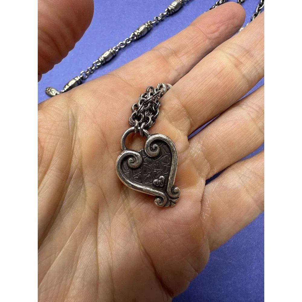 Brighton Necklace Bracelet Set‎ Heart Creative Memories Silver Barrel Links